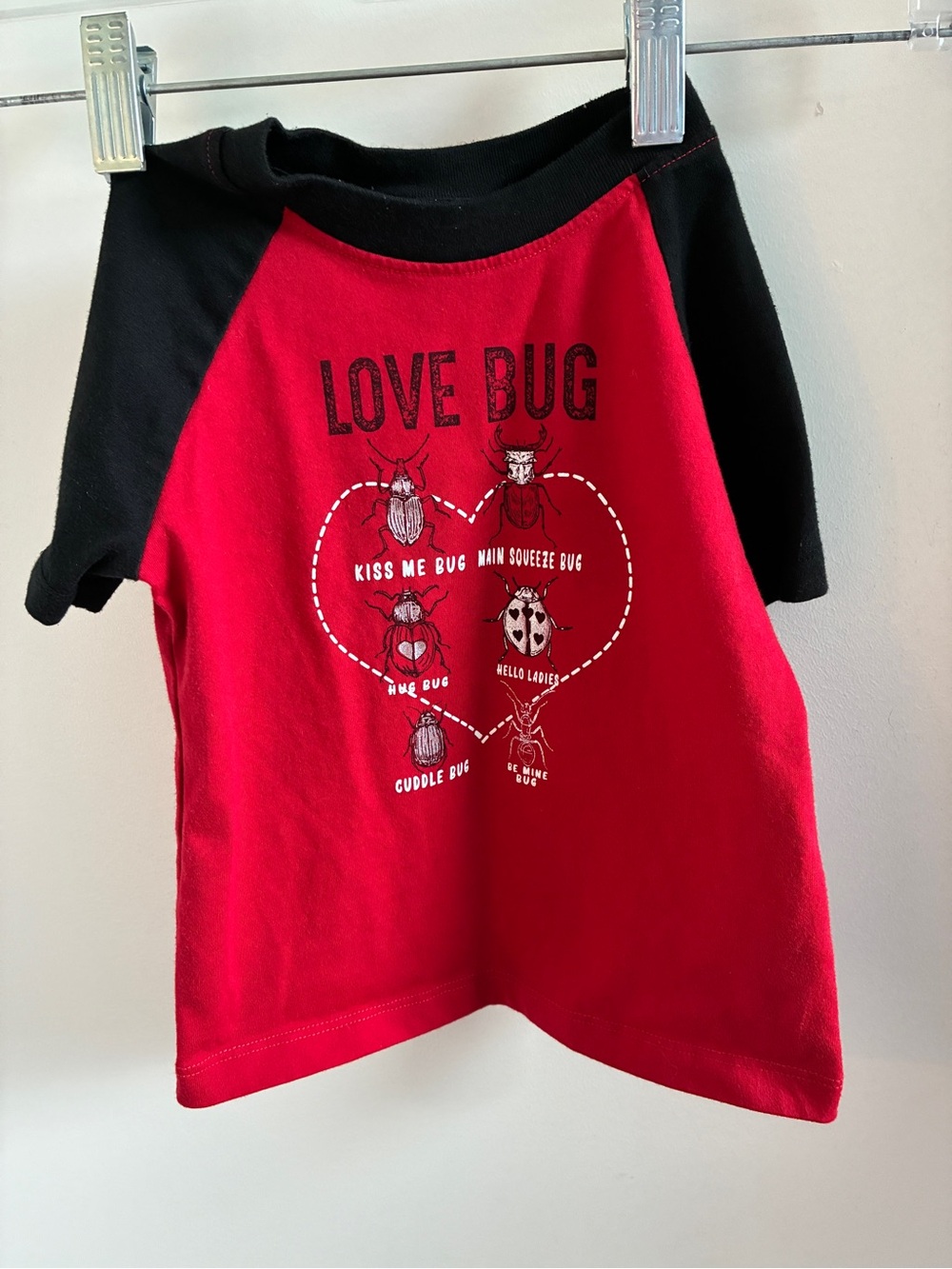 2t Kids Love Bug Graphic Raglan Tee - Red & Black